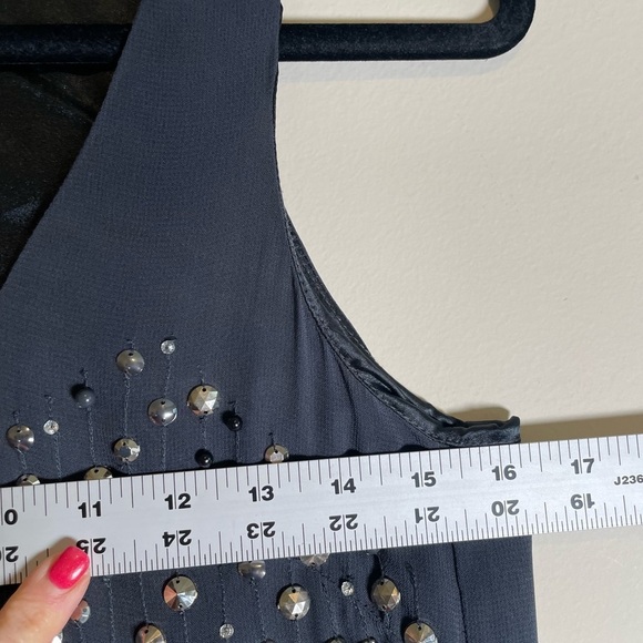 FRENCH CONNECTION Dress Navy Blue Studded Rockstud V Neck Sleeveless Shift boho - Picture 6 of 16